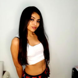 Fashionable Model in School Girl Uniform