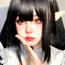 Aesthetic Anime-Inspired Character with Dark Hair and Doll-like Appearance