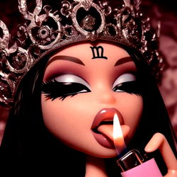 Fantasy Female Character with Stylish Crown, Smoking Cigarette and Pink Flame