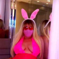 Playful Bunny in Bikini, Wearing Mask
