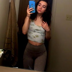 Jade Meadows, OnlyFans Model, Selfie in Bathroom Mirror with Tank Top and Wristband