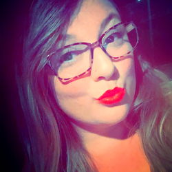 Woman with Red Lipstick and Glasses