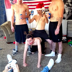 Ezekiel Stone and Friends in a Festive Living Room