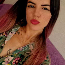 Young Female with Tattoo, Pink Hair, and Makeup