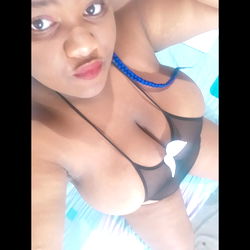 OnlyFans Model MAYARA EBONNY Poses in a Blue and White Bikini