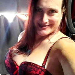 Model Photoshoot: Red Lingerie and Suspenders