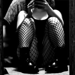 Gwen in a Stylish Fishnet Stocking Outfit