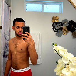 Brandor Peña in Bathroom Mirror