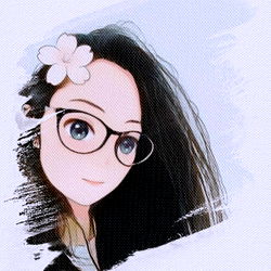 Anime-style art of a girl with glasses and a flower behind her head