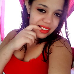 Amy Girón - Playful Pose with Red Lipstick