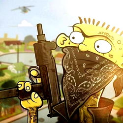 Cartoon Character Holding Gun