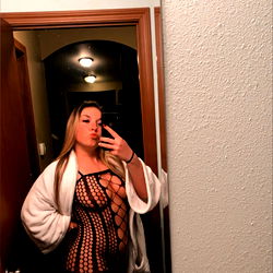 OnlyFans Model Mickey in Bathrobe, Striped Panties