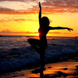 Ballerina at Sunset on Beach