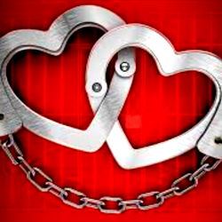 Heartbreaking Love Token: Shackles and Handcuffs Encircled with Lock and Chain