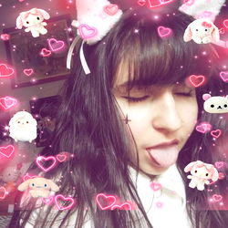 Anastasia, a young woman expressing her emotions with a playful pose