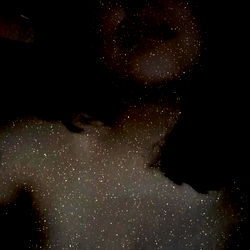 Nebula-themed OnlyFans model photo with text overlay