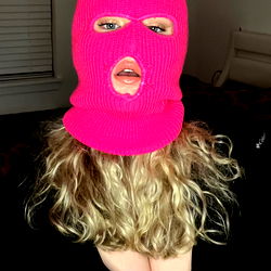 D'lish in a Pink Knit Hat and Mask