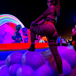 Model Leaaa Poses for Photo in Colorful Costume