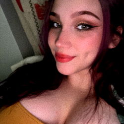 OnlyFans Model with Gorgeous Purple Hair and Yellow Blouse