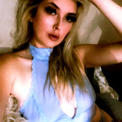 SweetiieMarr in a Blue Strapless Swimsuit