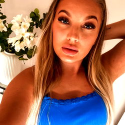 Anja Björklund, Swedish OnlyFans Model, Posing in Blue Tankini Top