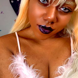 Trendy Model with Blonde Hair and Purple Lipstick