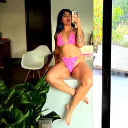 Model Darlene in Pink Bikini Advertisement