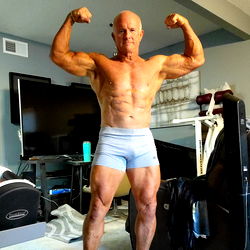 Age-Fit Guy Showcasing Muscle Definition