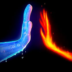 Hands Reaching Out with Fire Effects