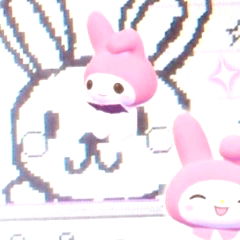 Cute Bunny with Pink Ears and White Faces