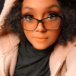 Model with Black Hair and Glasses