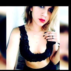 Woman in Lingerie with Red Lipstick