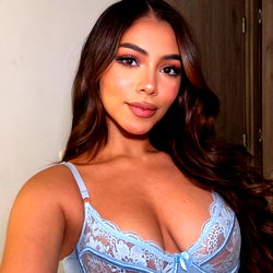 Angela López, OnlyFans Model, Showcasing Gorgeous Blue Lace Bra