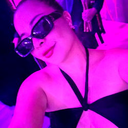 Stylish Model Amber Traviesa in a Purple Glam Shot