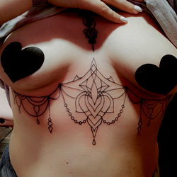 Intricate Tattoo Design with Heart-Shaped Pasties