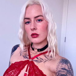 Aesthetic Tattooed Lady in Red Lingerie