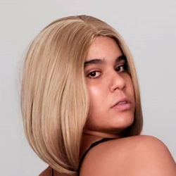 Vitsune, Brazilian Model with Blonde Wig and Black Background