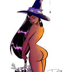 Witch-themed illustration of a person with an OnlyFans username
