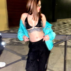 Revoltosa in a Stylish Ensemble on the Street