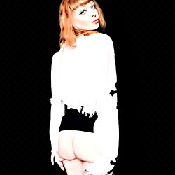 Model in Lingerie with Split Image Background