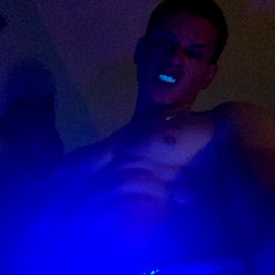 Ellis Godin in the Blue Light Bathroom