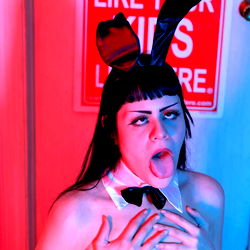 Model in Bunny Costume with Playful Expression