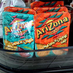 Model Display of Snack Products on a Shelf