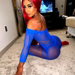 Anabel Sophia in Blue Holographic Outfit