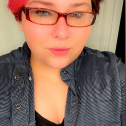 Awesome Lady Rose in a Blue Jacket with Red Hair