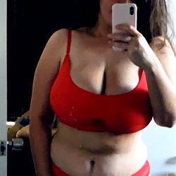 Full-Figure Model in Red Swimsuit,