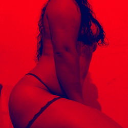 Striking Model Shot in Red and Gray Tones