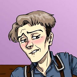 Stylish illustration of Oktober, a character from The PNW series, with exaggerated features and expressions