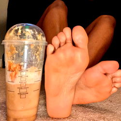 Miss Kitty 💕 🐱 👣's Barefoot Instagram Post with Starbucks