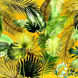 Exotic Tropical Plants in Colorful Composition